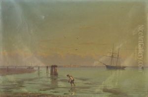 Venezianische Lagune Mit Schiff Und Fischer