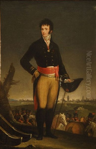 Retrato De Jose Palafox, De Cuerpo Entero; Al Fondo El Campo De Batalla. H - view 1