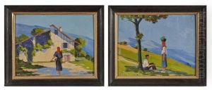 Couple Basques Et Retour A La Ferme by Hippolyte Marius Galy
