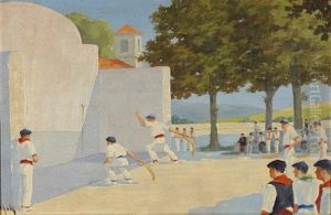 Pelotari Au Fronton by Hippolyte Marius Galy