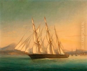 Navire Hollandais Sur Une Mer Calme by Louis-Honore-Frederic Gamain