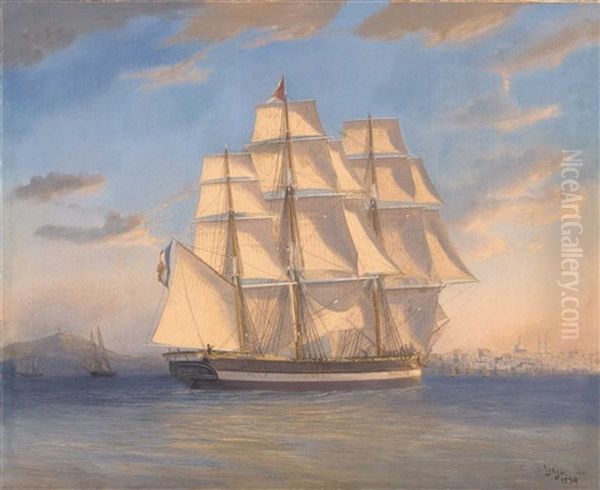 A Three-master In A Mediterranean Harbour - view 1