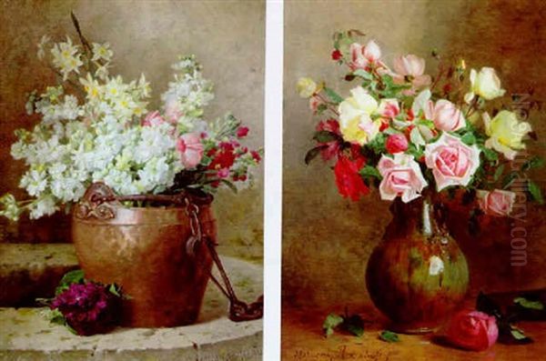 Bouquet De Fleurs Dans Un Pot En Cuivre - view 1
