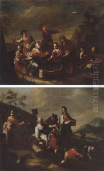 Peasants Selling Fish In A Landscape - view 1
