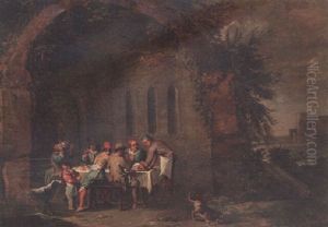 Figures Eating At A Table Before An Arch