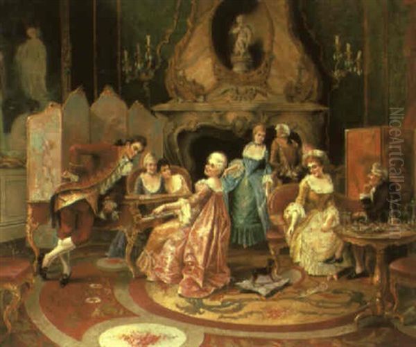 Elegant Figures In A Music Room - view 1