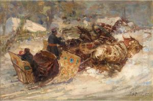 Lovers In A Troika by Mikhail Ivanovitch Avilov