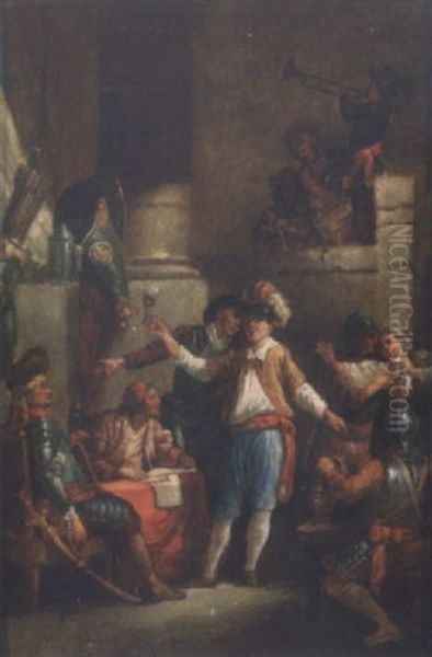 A Guardroom Interior With Soldiers Carousing - view 1