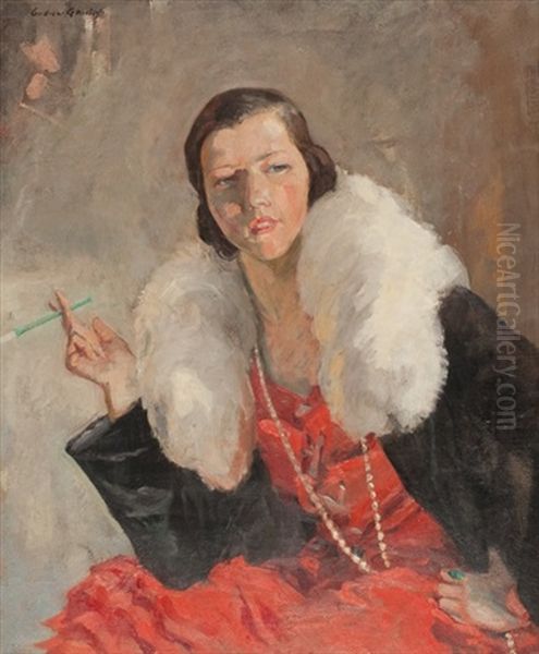 Portrait Of A Lady In Scarlett - view 1
