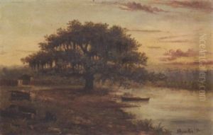 Louisiana Bayou With Cabin And Pirogue