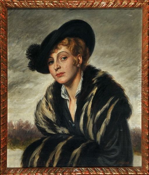 Halbportrait Einer Dame Im Pelzbesetzten Mantel - view 1