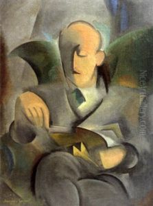 Portrait D'homme Au Livre by Jean-Louis Gampert