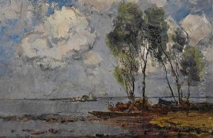 Chiemseelandschaft Mit Blick Auf Die Fraueninsel by Otto Gampert