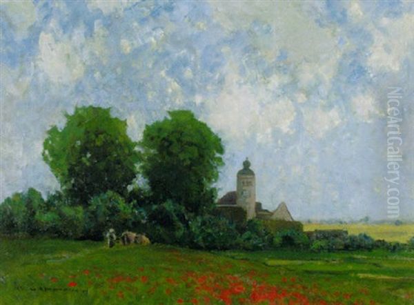 Magd Mit Vieh Auf Der Bluhenden Wiese - view 1