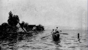 Fischerboot Am Chiemsee Vor Der Fraueninsel