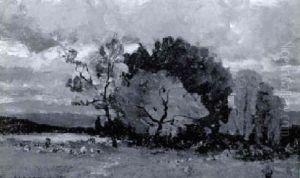 Gewitterlandschaft Mit Baeumen by Otto Gampert