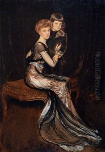 Retrato De Leonor Uriburu De Anchorena Y Su Hijo Emilio by Antonio De La Gandara