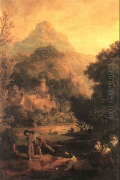 Paysage Callonne Anime De Promeneurs - view 1