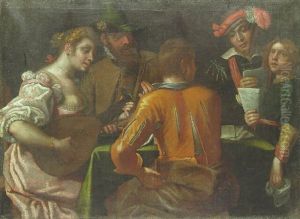 Elegant Company Making Music Around A Table