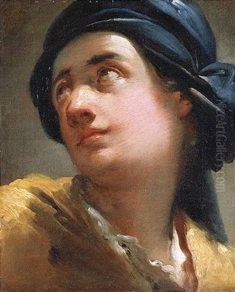 Portrait Of A Young Man Wearing A Blue Scarf - view 1