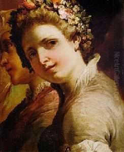 Studies Of The Heads Of A Young Man And Girl by Gaetano Gandolfi