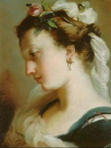 A Girl, In Profile, With A Rose In Her Hair