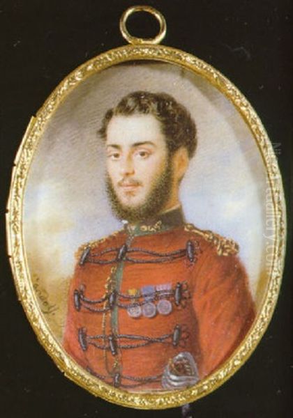 An Officer Of The Garibaldi Volunteers, In Red Uniform With Green Collar With Gold Thread Embroidery - view 1