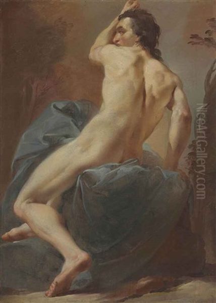 Study Of A Seated Male Nude - view 1