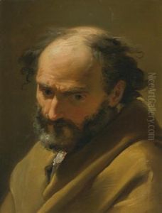 A Bearded Man, Bust Length, In A Grey Cape