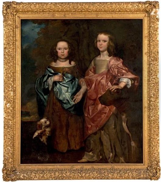 Portrait De Deux Enfants Et Leurs Chiens - view 1