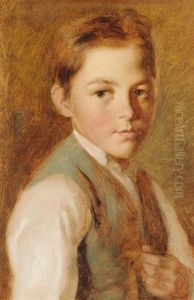 Portrait Eines Knaben In Grauer Weste by Georg Anton Gangyner