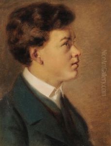 Profilportrait Eines Knaben Mit Dunkelbraunem Haar by Georg Anton Gangyner