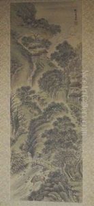 Angler In Felsiger Landschaft by Ganku