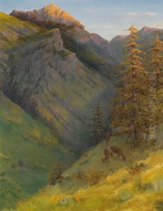 The Augustenberg From The Malbuntal Valley by Hans Gantner