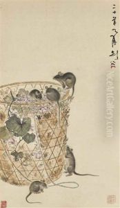Rats And Grapes by Gao Jianfu