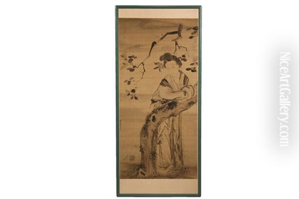 Portrait Of An Aristocratic Woman Leaning On A Cherry Tree - view 1