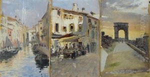 Tres Paisajes De Paris Y Venecia by Juan Jose Garate Y Clavero