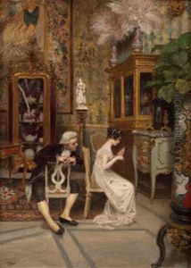 Escena Galante En Interior by Juan Jose Garate Y Clavero