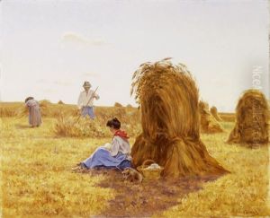 Bauern Bei Der Ernte by Gustave Cesaire Garaud