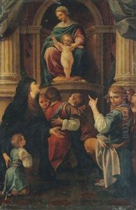 The Madonna And Child Adored By Santa Felicita And Her Sons by Lorenzo Garbieri