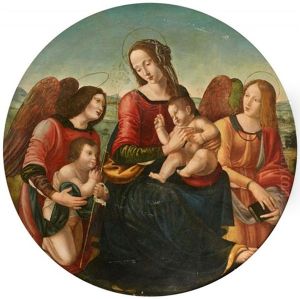La Vierge A L'enfant Et Saint Jean-baptiste Enfant Entoures D'anges by Raffaelino del Garbo