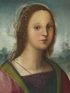 Portrait Of A Young Lady With A Pearl Headdress, A Landscape Beyond