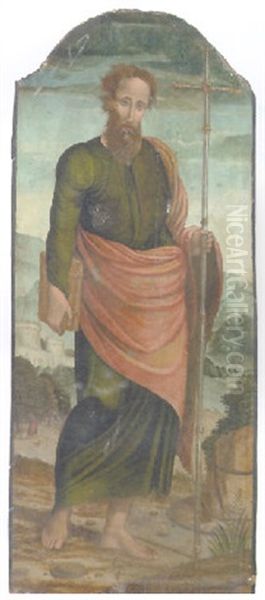 A Male Saint Holding A Cross, A Landscape Beyond - view 1