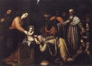 L'adoration Des Mages by Josef Garcia el Hidalgo