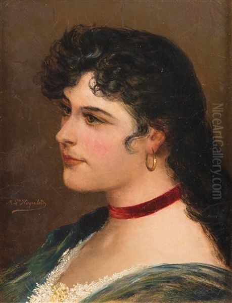 Retrato De Dama Con Cinta Roja Al Cuello - view 1