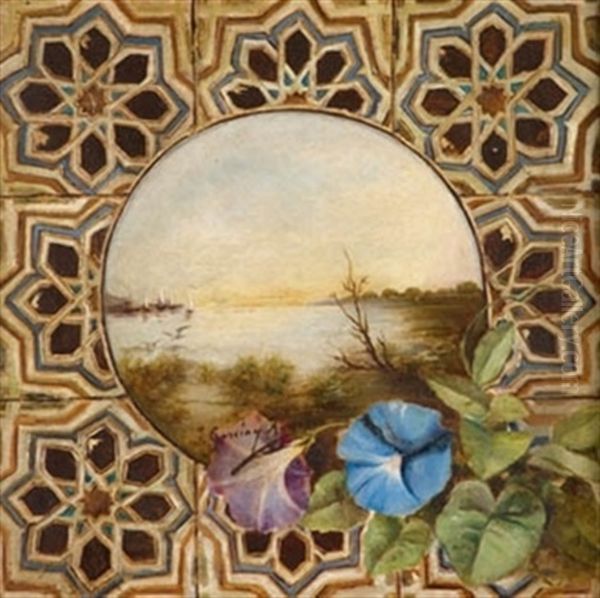 Azulejos Con Paisaje Y Flores - view 1