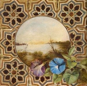 Azulejos Con Paisaje Y Flores