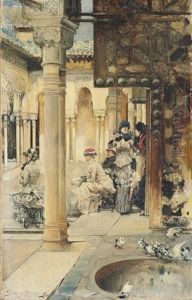 Tourists At The Alhambra by Jose Garcia y Ramos
