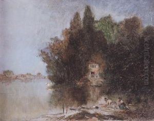 Paesaggio Lacustre Con Figure by Vittorio Avondo