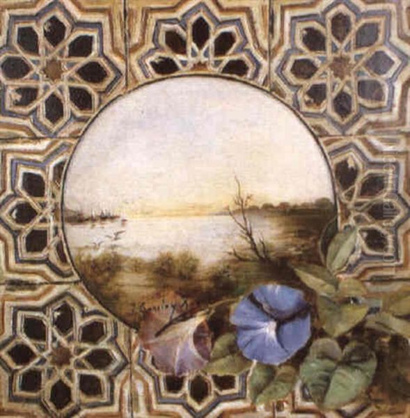 Paisaje Con Fondo De Azulejos - view 1